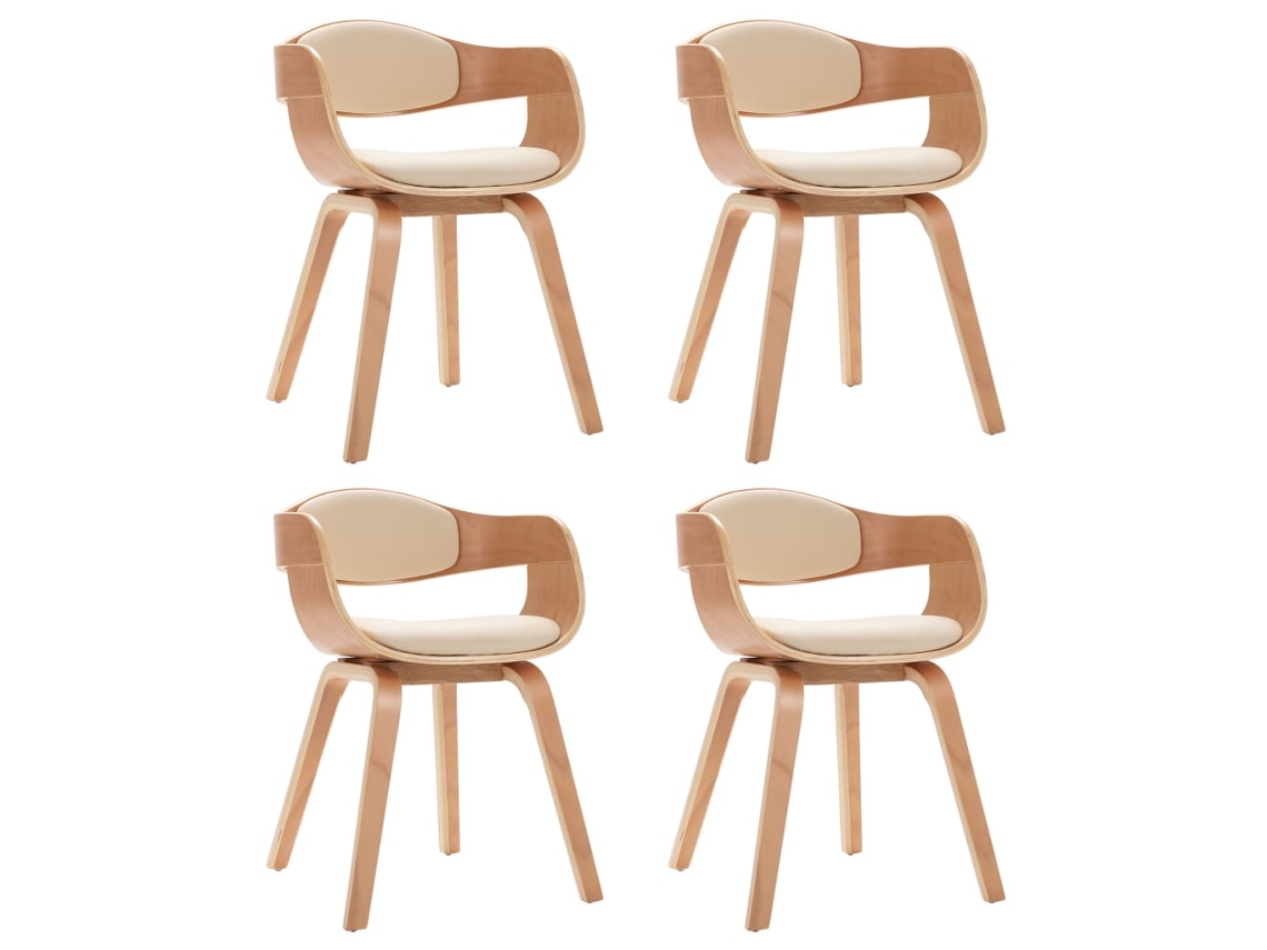 Maison Exclusive - Sillas De Comedor 4 Uds Madera Curvada Y Cuero Sintético