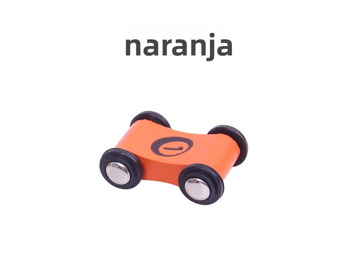 Coche de juguete educativo de madera para niños con pistas y toboganes, minicoche de carreras Mdug (naranja)