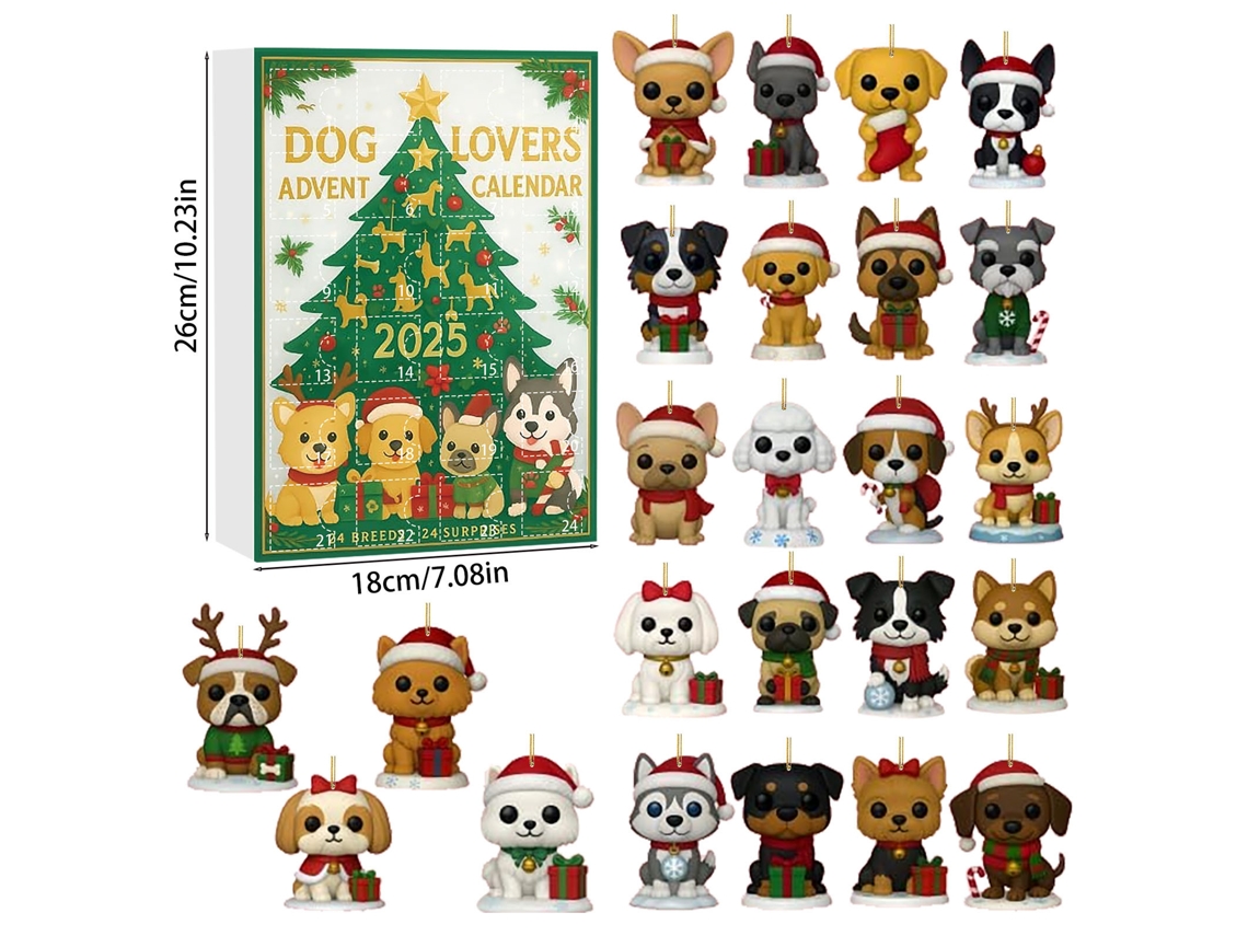 Caja sorpresa con adornos navideños para perros, árbol de Navidad colgante