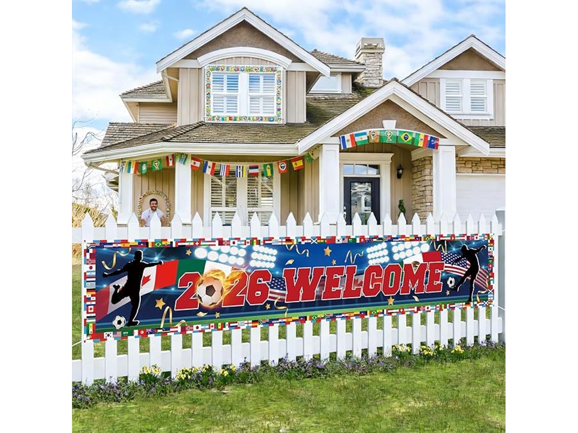 Pancarta De Bienvenida Para El Mundial 2026, 45 X 200 Cm, Incluye Bandera Nacional, Ideal Para Decoración De Fiestas Y Eventos Deportivos, D