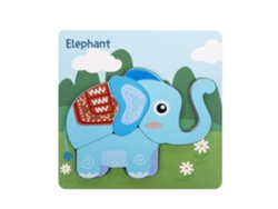 Rompecabezas de madera infantil de 4 piezas. Diseño de elefante. Presa.
