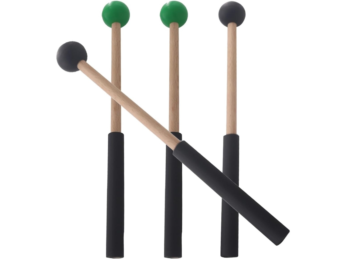 Juego De 2 Pares De Baquetas Para Marimba Con Mangos Ergonómicos, Color Negro Y Verde.