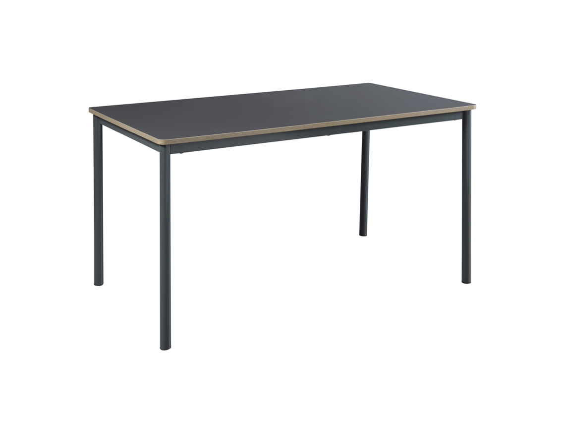 Mesa de comedor Lindesberg 6 personas acero MDF 140x80x75 cm - Gris Negro [EN.CASA]