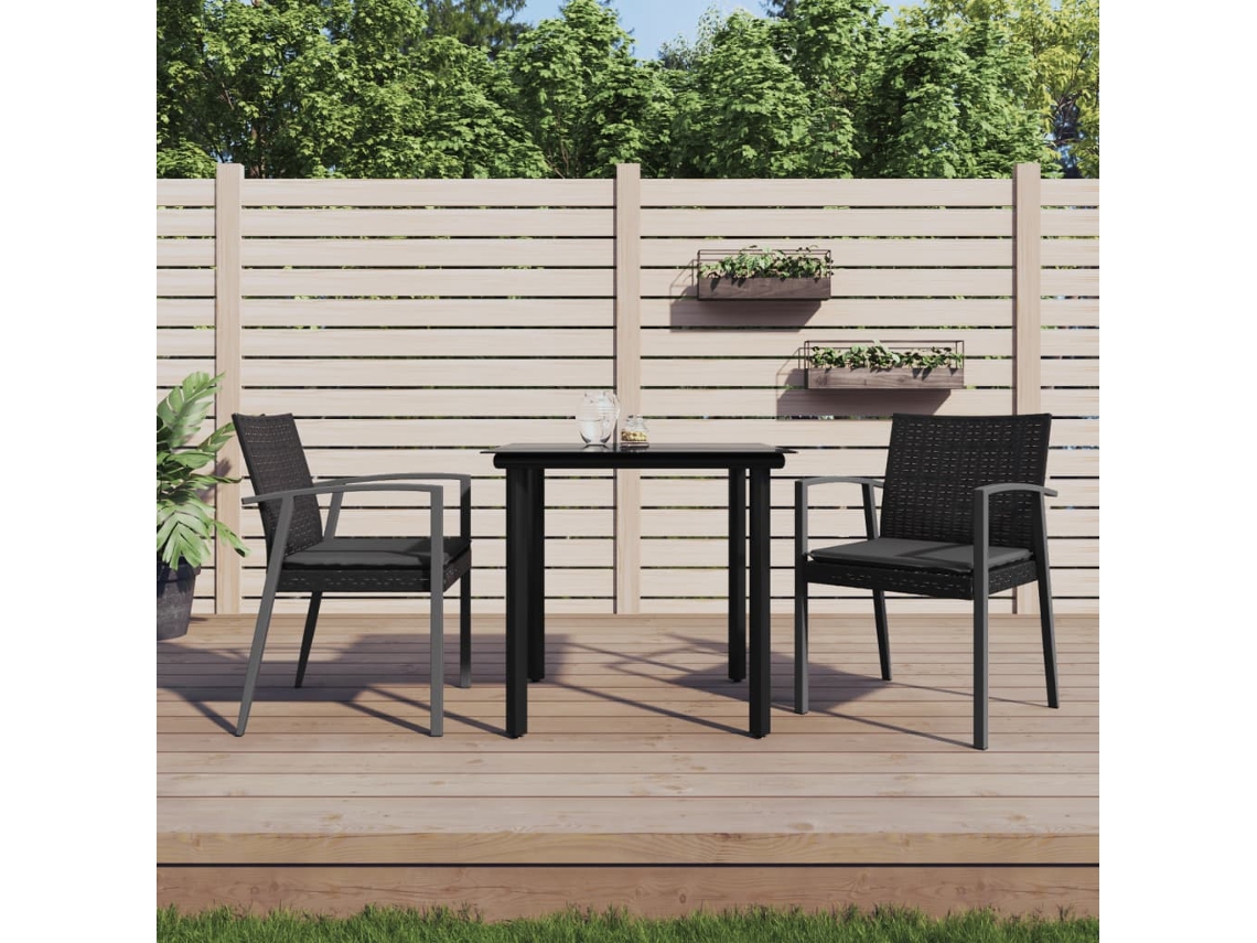 Conjunto de comedor de jardín de 3 piezas con cojines de mimbre y acero de DKD Home Decor