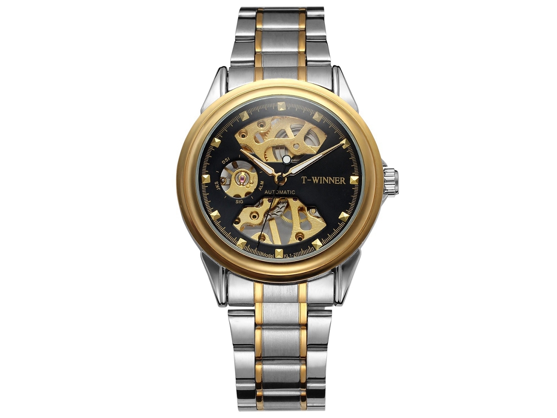 Reloj Casual Para Hombre Con Movimiento Mecánico, Brazalete De Acero Inoxidable, Resistente Al Agua, Color Negro.