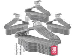 COM-FORT HOUSE | Percha Terciopelo | Color Gris | Antideslizantes y Resistentes | Perchas para Ropa | Ideal para Chaquetas, Pantalones o Blusas | Diseño Elegante | 80 Unidades |