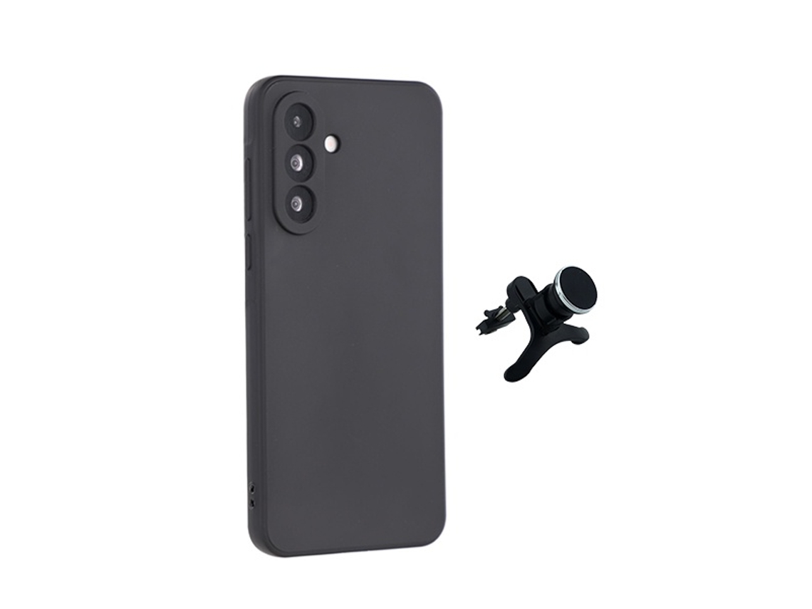 Kit Soporte Coche Magnético Reforzado Funda Silicona Líquida Phonecare Para Samsung Galaxy A27 - Negro