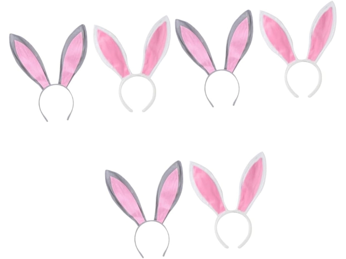 6pièces Diadema Oreilles De Lapin Peluche Accessoire Cosplay Pour Pâques Fête Et Anniversaire Lot