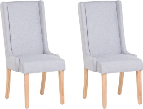 Conjunto de 2 sillas de comedor de algodón gris claro/madera clara BELIANI Chambers