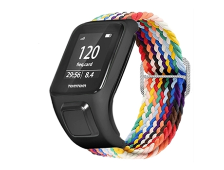 Correa de nailon tejido elástico ajustable para TomTom Runner 2/Runner 3/Spark/Adventurer - arcoíris