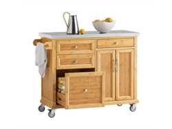 Carrito de Cocina SOBUY FKW70-N (Bambú/MDF/Acero Inoxidable - 115x92x46 cm)
