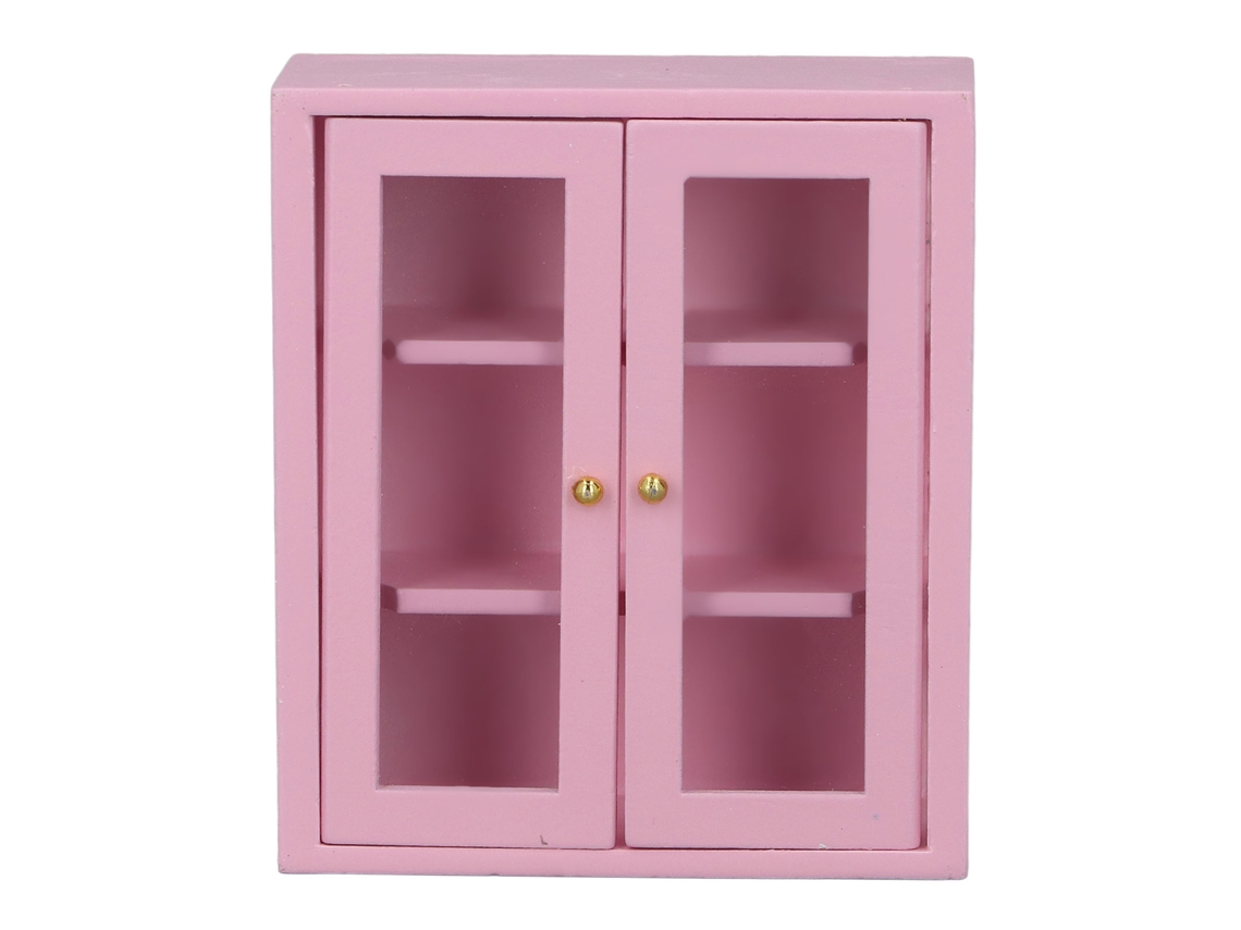 Armario De Pared De Madera En Miniatura A Escala 1:12 Para Decoración De Cocina De Casa De Muñecas - Rosa