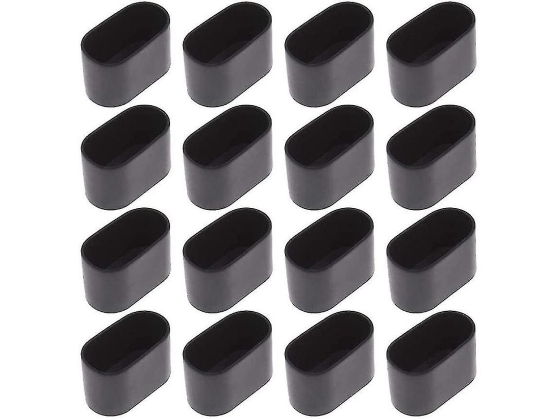 2026rebe-16pcs Taps De Pata De Mesa Y Silla Ovaladas De Pvc Suave Protectoras Del Suelo 20x40mm Negro