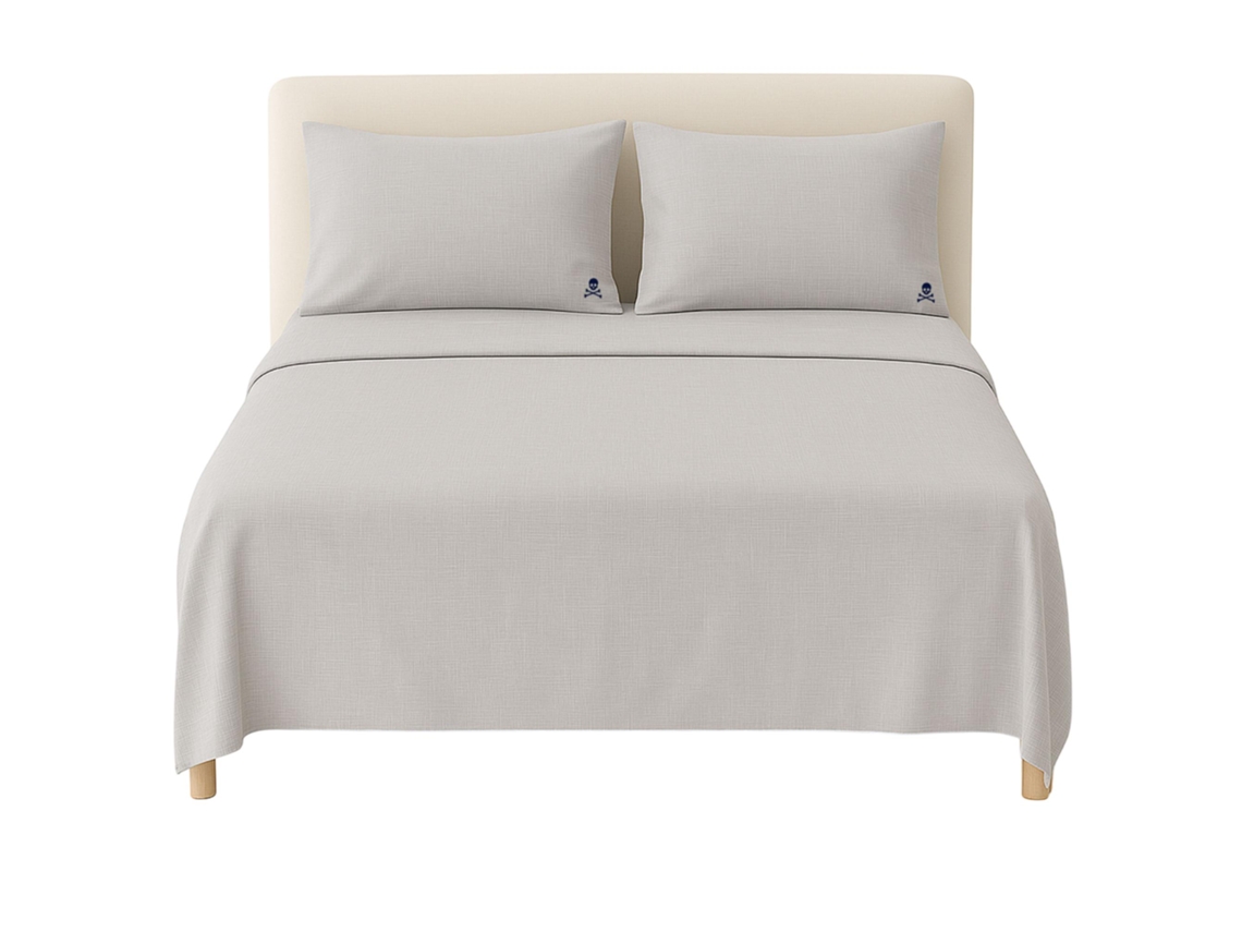 Set Sábanas Gris (270x280cm) con 2 Fundas Almohada (50x105cm) - 100% Algodón SCALPERS