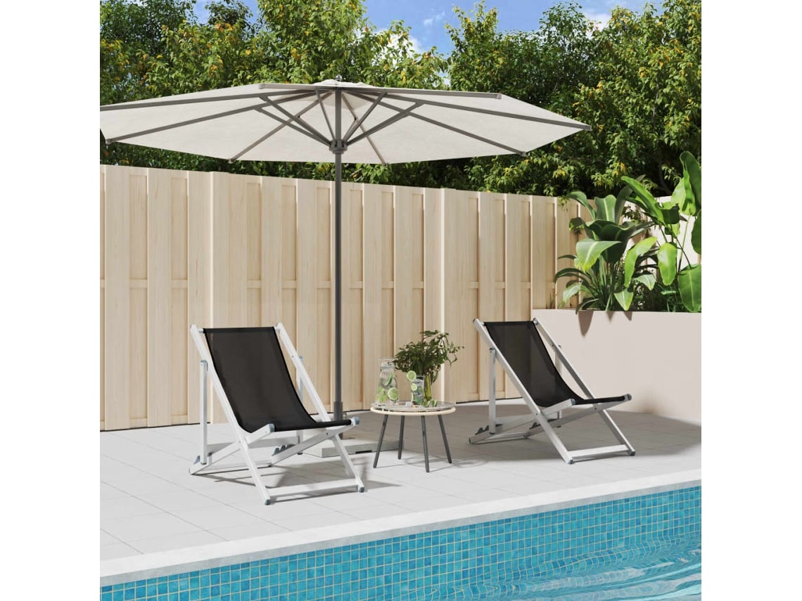 Sillas de playa plegables (2 unidades), aluminio y textileno negro, Dkd Home Decor
