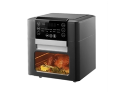 Freidora de aire multifuncional de 1350 W y 12 litros de capacidad. Pantalla LCD con panel de control táctil.