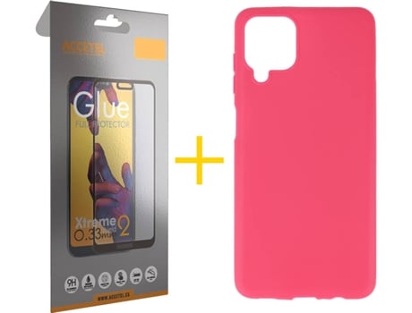 Kit Funda + Protector de Pantalla Samsung Galaxy M12 ACCETEL Full (Rosa)
