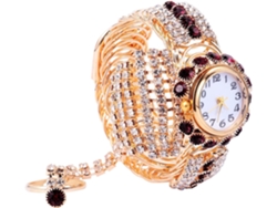 Elegante Reloj Cuarzo Aleación Mujer Correa Morada Movimiento Preciso Ligero Duradero Pulsera Moda Día