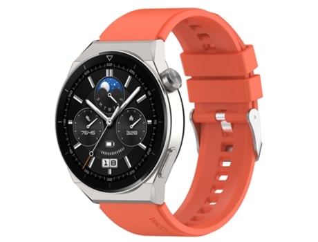 Correa de reloj inteligente para Huawei Watch GT Runner Correa de silicona con cabeza sobresaliente de 22 mm Hebilla plateada (Naranja)