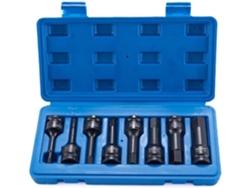 Juego de 8 llaves de vaso hexagonales H5-H19 con estuche para almacenamiento y reparaciones.