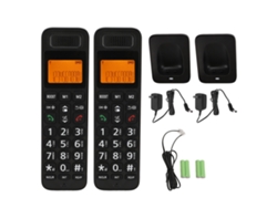 Telefone Sem Fio Dect 6.0 Com 2 Auscultadores, Tela Lcd Retroiluminada, Bloqueio De Chamadas Para Idosos