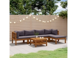 Conjunto de jardín DKD Home Decor de 6 piezas con cojines de acacia maciza
