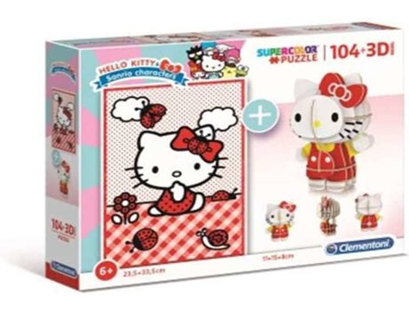 Puzzle CLEMENTONI Hello Kitty (104 Piezas - Edad mínima: 3 años)