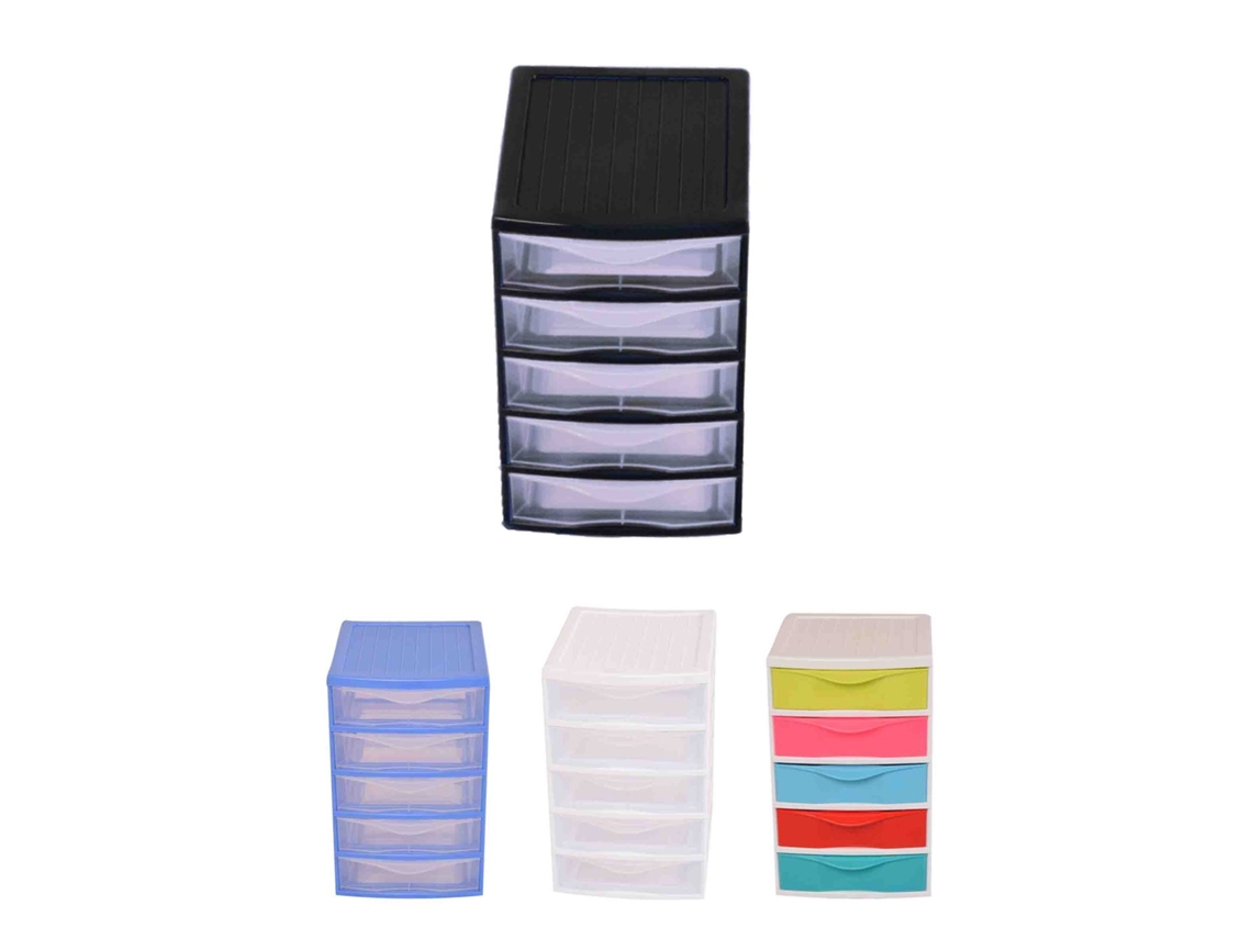 Cajonera Guadiana Multiusos Torre Sobremesa Organizador Negro 5 Cajones