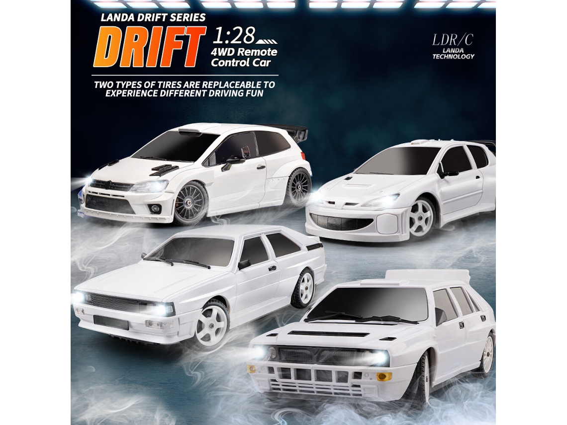 2804 Una Bateríaldrc 2802 2803 2804 206 Lancia Quattro Rtr 1/28 2.4g 4wd Drift Led On-road Proporcional Juguetes