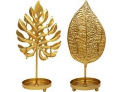 Elegantes Soportes Collares Hierro Dorado Forma 2 Unidades Guardar Exhibir Joyas Tocador Tienda Hoja