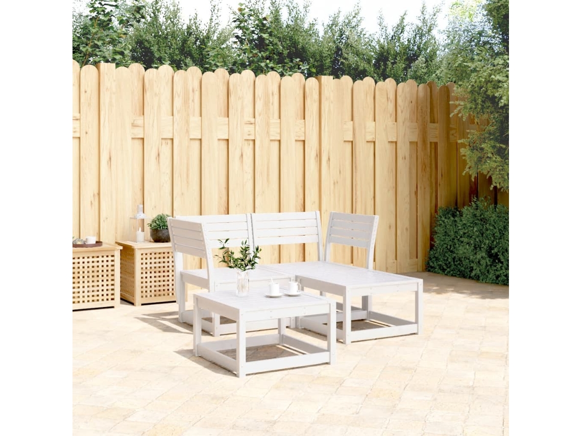 Conjunto 3 Peças Sofás De Jardim Madeira De Pinho Macíça Branco Dkd Home Decor