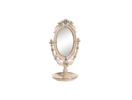 Espejo con Soporte DKD Home Decor 16,5 x 13 x 30 cm Cristal Resina Multicolor Romántico