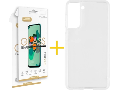 Kit Funda + 2 Protectores de Pantalla Samsung Galaxy S21 + Plus ACCETEL Liso (Transparente)