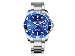 Reloj De Pulsera De Moda Para Hombre Con Brazalete De Acero Inoxidable, Resistente Al Agua, Azul.