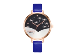 Reloj De Pulsera De Cuarzo Para Mujer Con Correa De Piel Sintética, Estilo Sencillo, Azul.