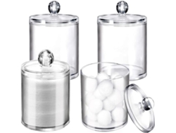 4 frascos de acrílico para hisopos, algodón e hilo dental Kofihety