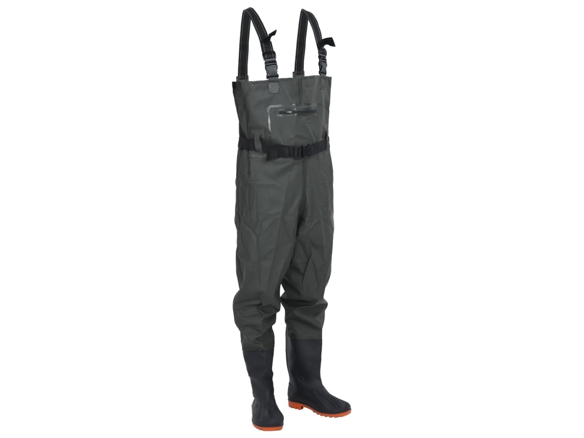 Vadeador de pecho con botas VIDAXL y cinturón verde oscuro talla 43
