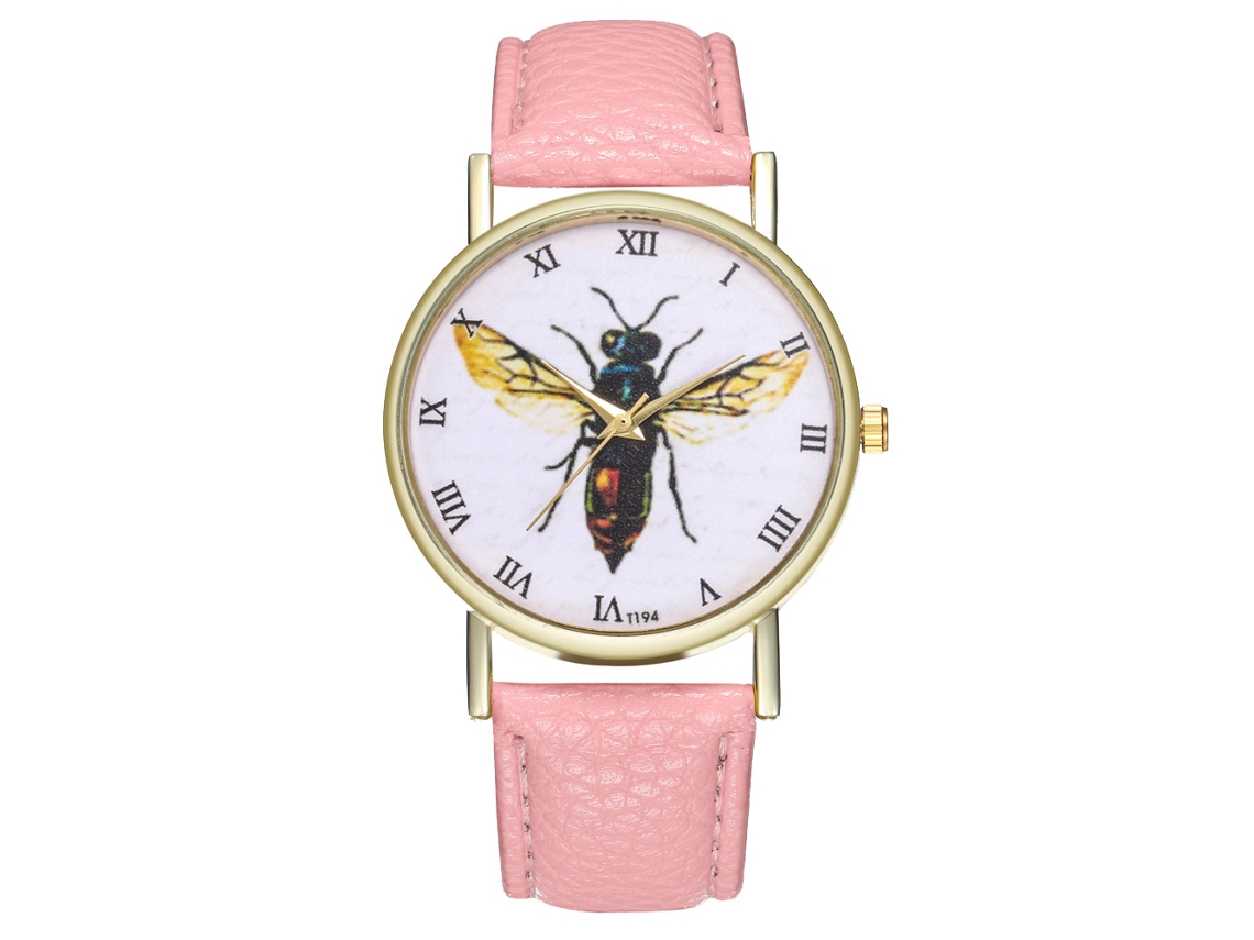 Reloj De Mujer Zhoulianfa Cuero Quartz Especimen Insecto Rosa T194-a