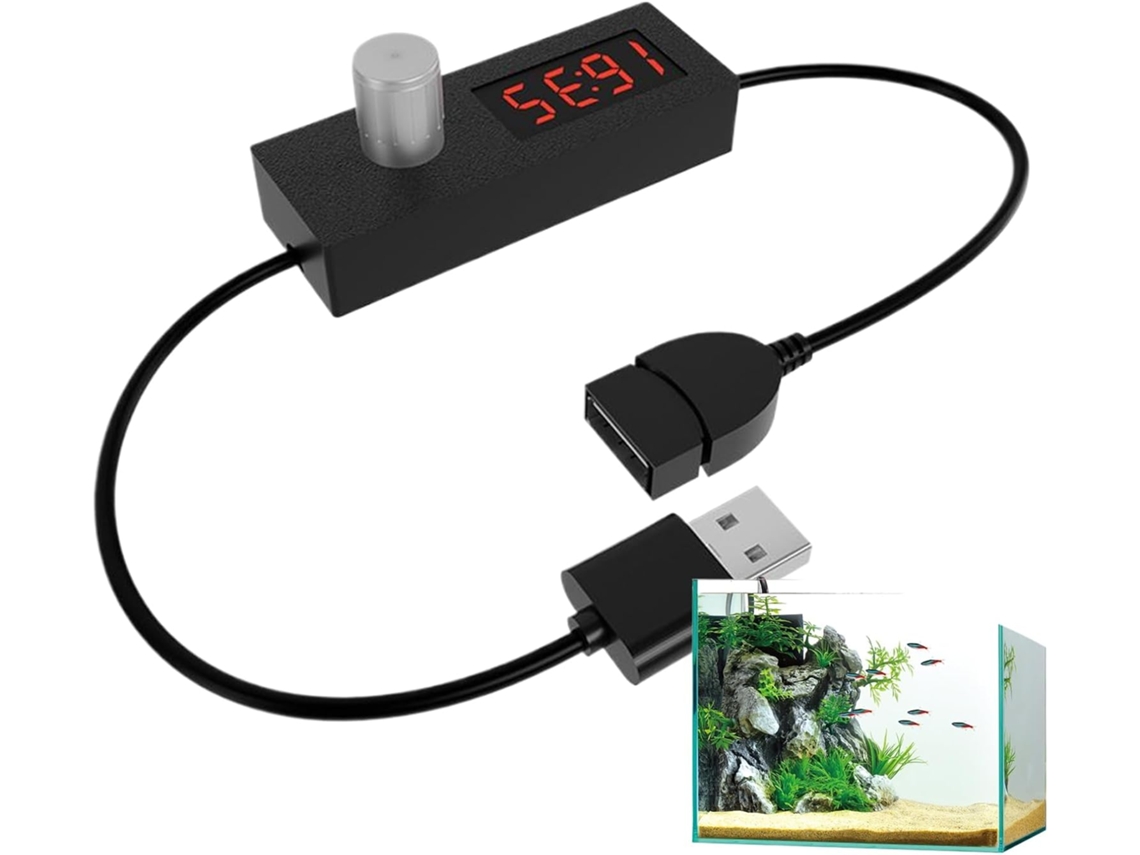 Cable USB digital con temporizador de cuenta regresiva, cable de alimentación ligero con temporizador USB, accesorios eléctricos para acuario Jortmrd