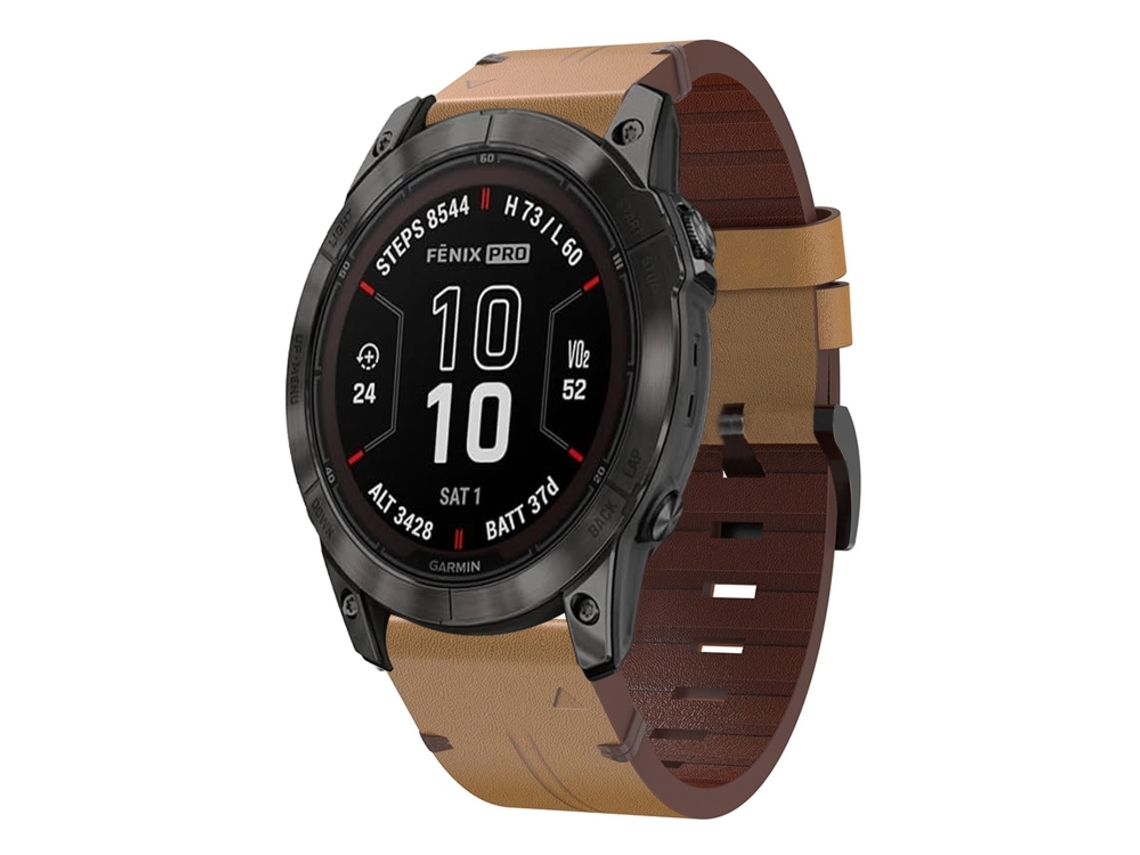 Bracelete Para Garmin Fenix 7s Pro (42mm) - Couro - Fivela De Aço (20mm) Marrom Claro