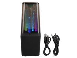 Caixa de som Mali Bluetooth portátil com luzes RGB, portas aux e USB, para exterior e mesa, preta