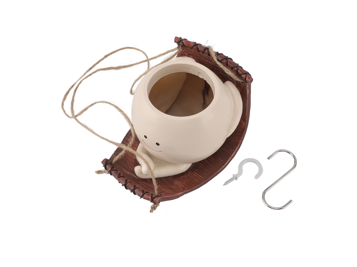 Jarrón colgante decorativo con forma de cara oscilante para plantas, 15 x 12 x 9,5 cm