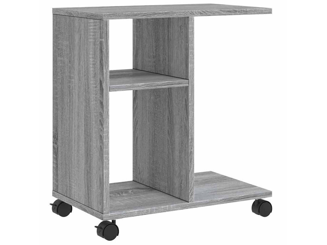 Maison Exclusive - Mesa Auxiliar Ruedas Madera Ingeniería Gris Sonoma 50x30x55 Cm
