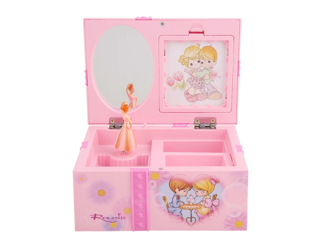 Caja De Música De Princesa Bailarina Rosa Con Compartimento Para Guardar Joyas Para Niños.