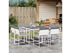 Juego de comedor de jardín de 9 piezas con cojines de textileno blanco, Dkd Home Decor