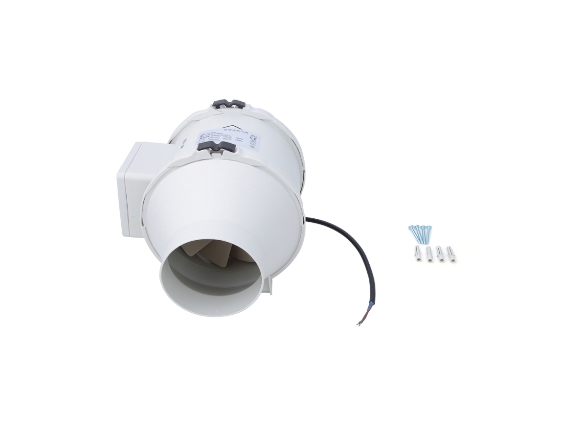 Ventilador de conducto de 4 pulgadas, 220 V, 198 m³/h, 2200 rpm, 35 W.