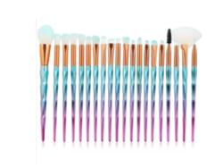 USHION - Juego de 20 brochas sintéticas profesionales para base de maquillaje, color azul