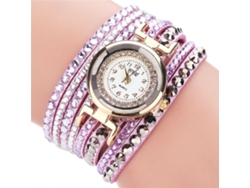 Elegante Reloj De Pulsera De Cuarzo Para Mujer Con Correa De Cuero (morado)