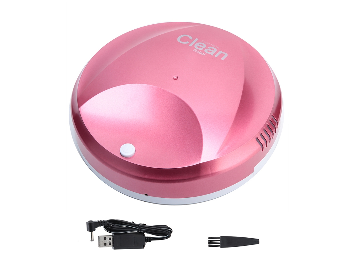 MEOIRUERY Aspiradora de Suelo Automática Inteligente con Recarga USB para Limpieza del Hogar (Rosa)