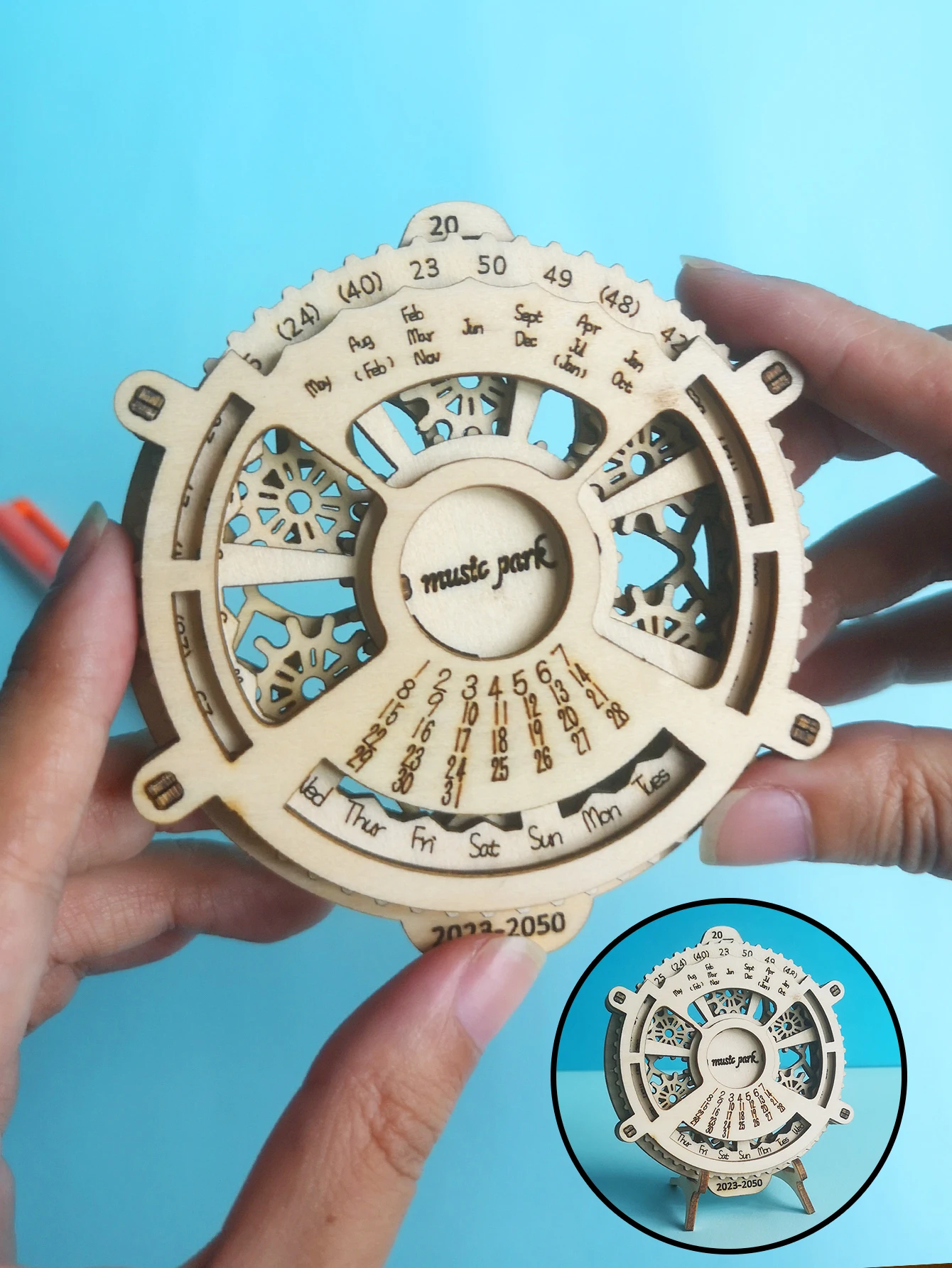 Rompecabezas De Madera 3d Calendario Perpetuo Juguete De Engranajes Mecánicos Juego De Bloques De Construcción Juguete Educativo